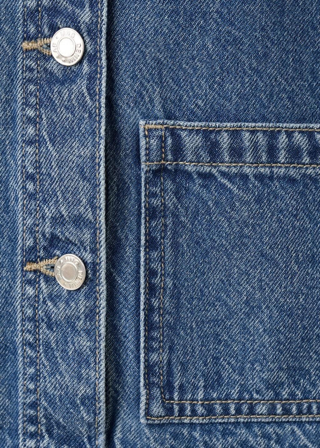 Blue Denim Jacket With Flower Detail, Kids Girls, Open Blue, large image number 3