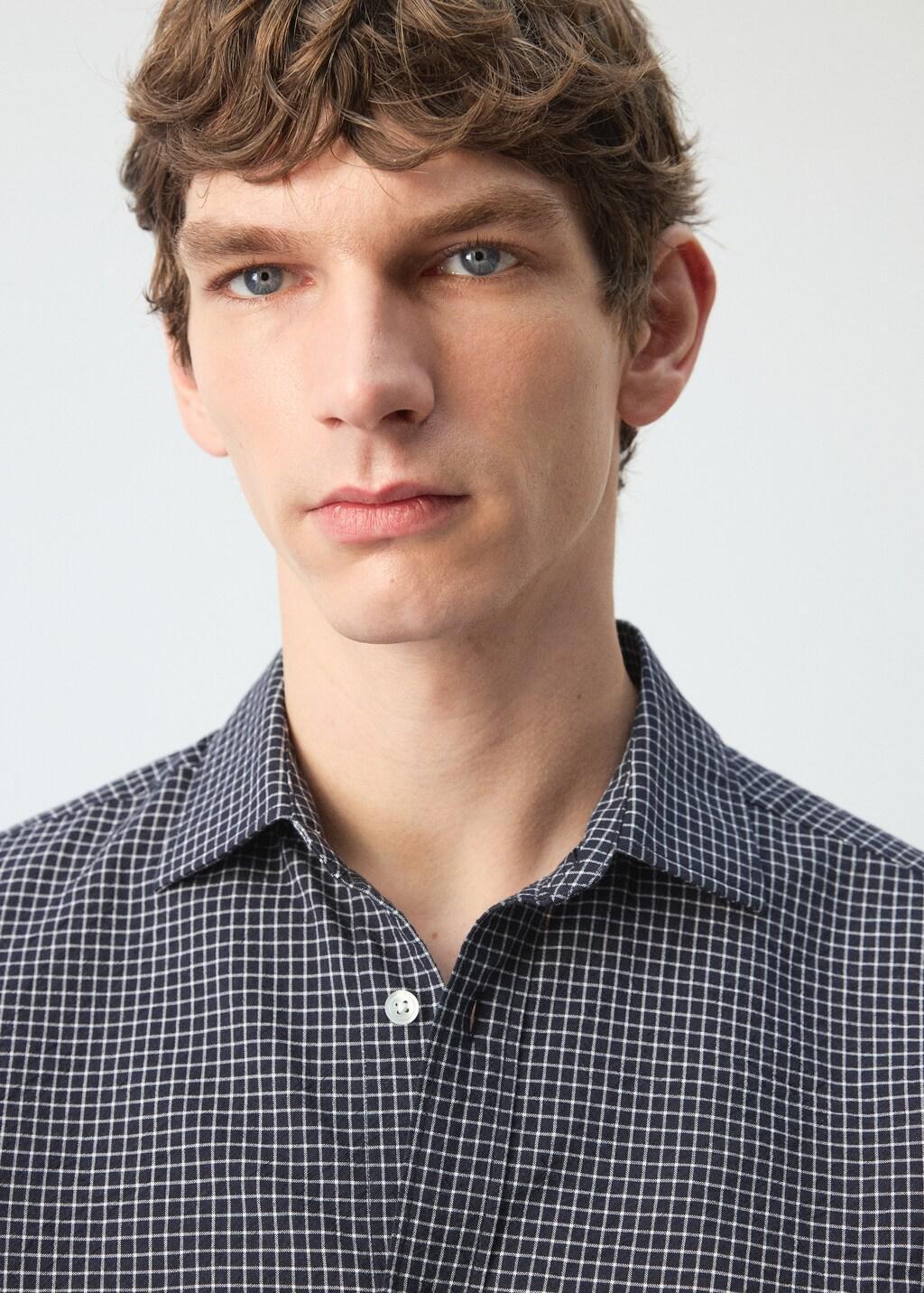 Navy Regular Fit Check Cotton Shirt, Navy, large image number 4