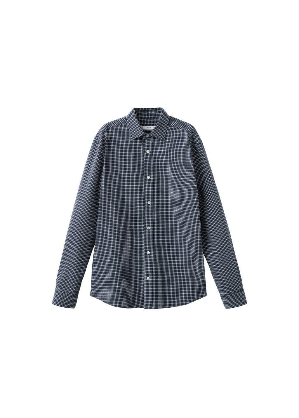 Navy Regular Fit Check Cotton Shirt, Navy, large image number 6