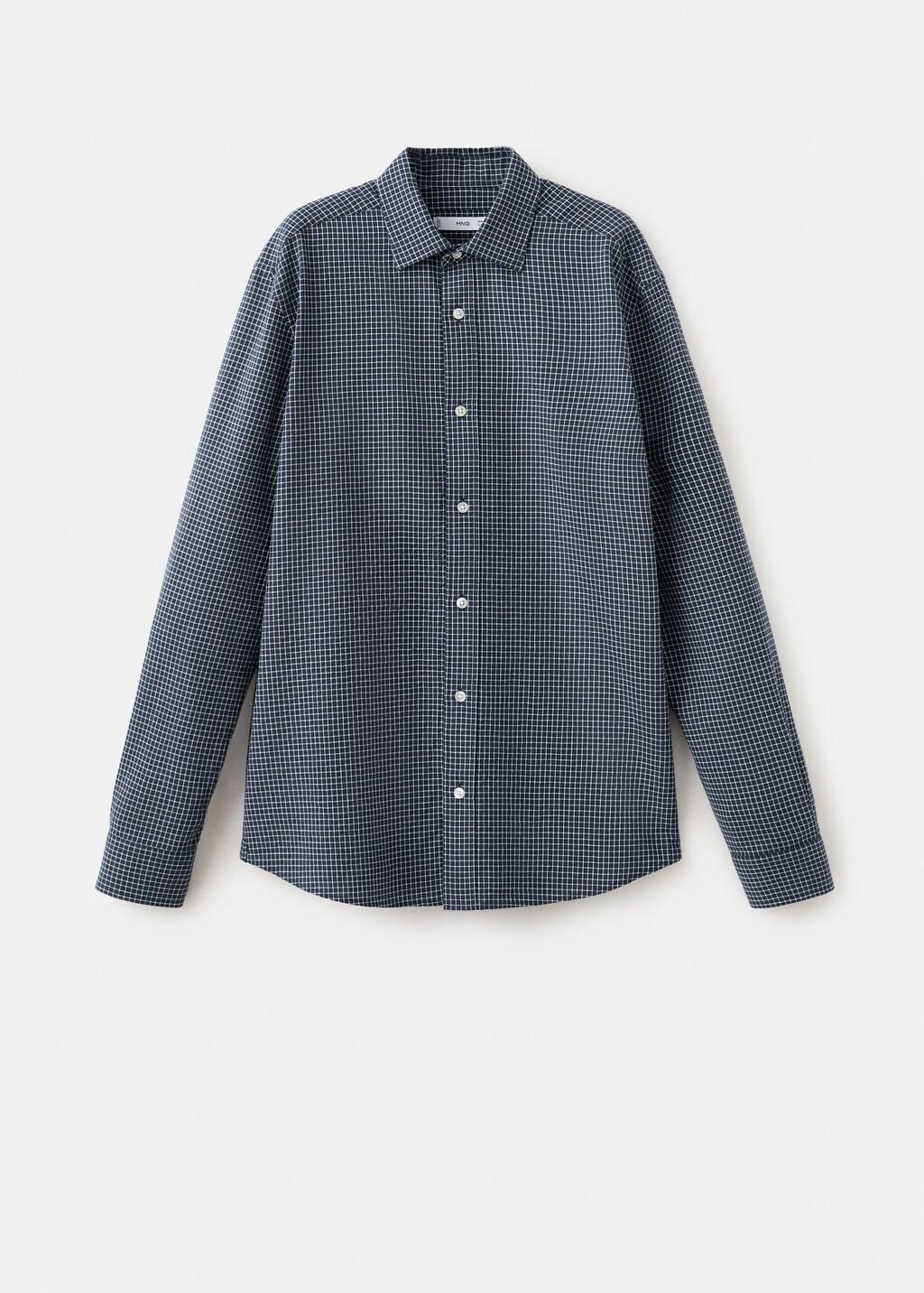 Navy Regular Fit Check Cotton Shirt, Navy, large image number 7