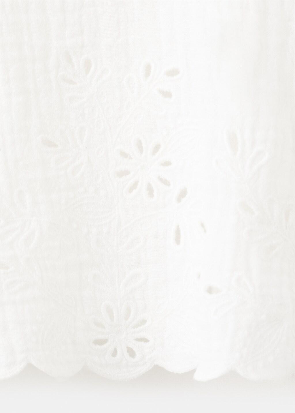 White Cotton Blouse With Openwork Details, Baby Girl, White, large image number 0