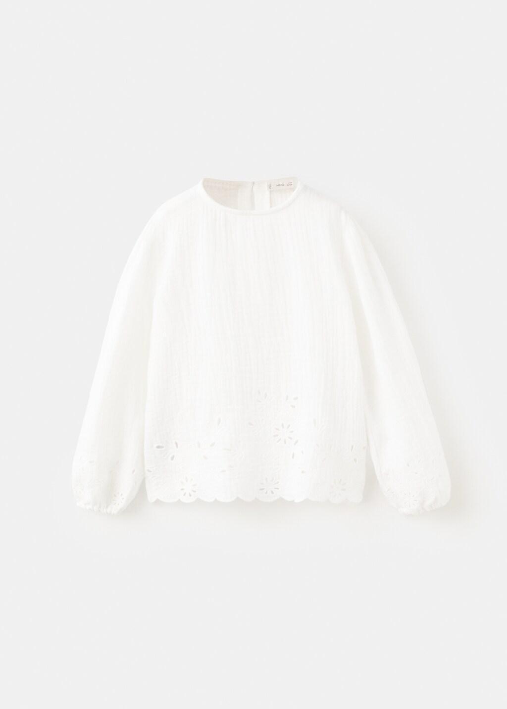 White Cotton Blouse With Openwork Details, Baby Girl, White, large image number 5