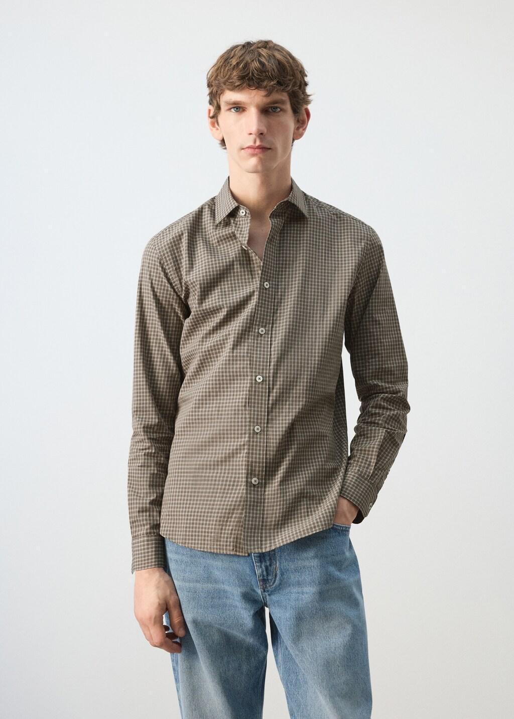 Brown Cotton Checked Shirt, Brown, large image number 3