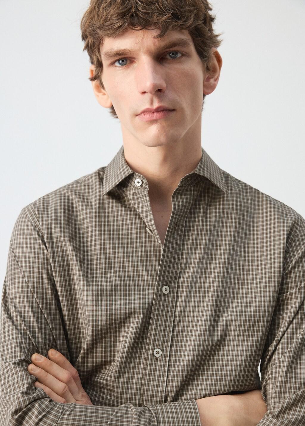 Brown Cotton Checked Shirt, Brown, large image number 4