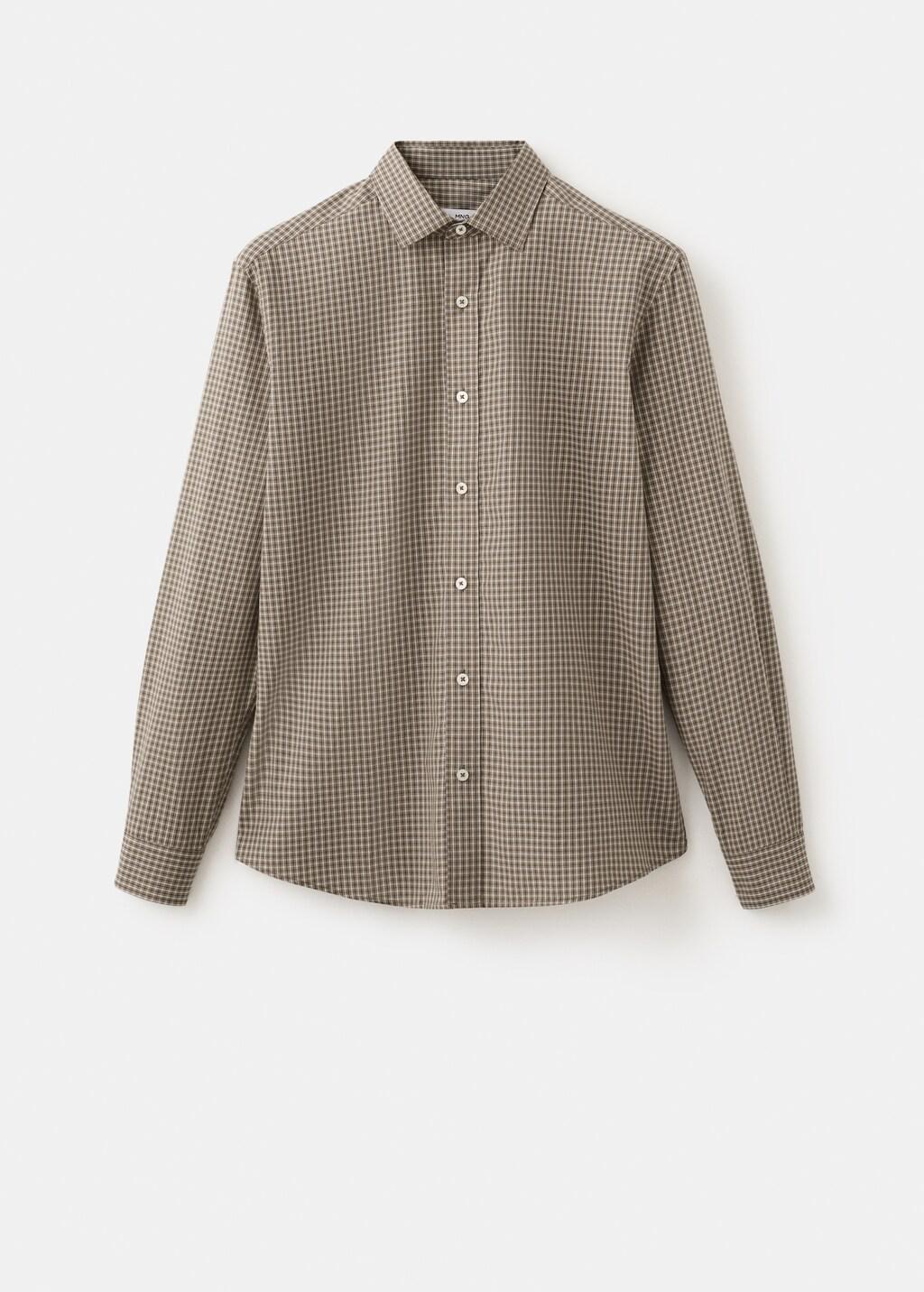 Brown Cotton Checked Shirt, Brown, large image number 8
