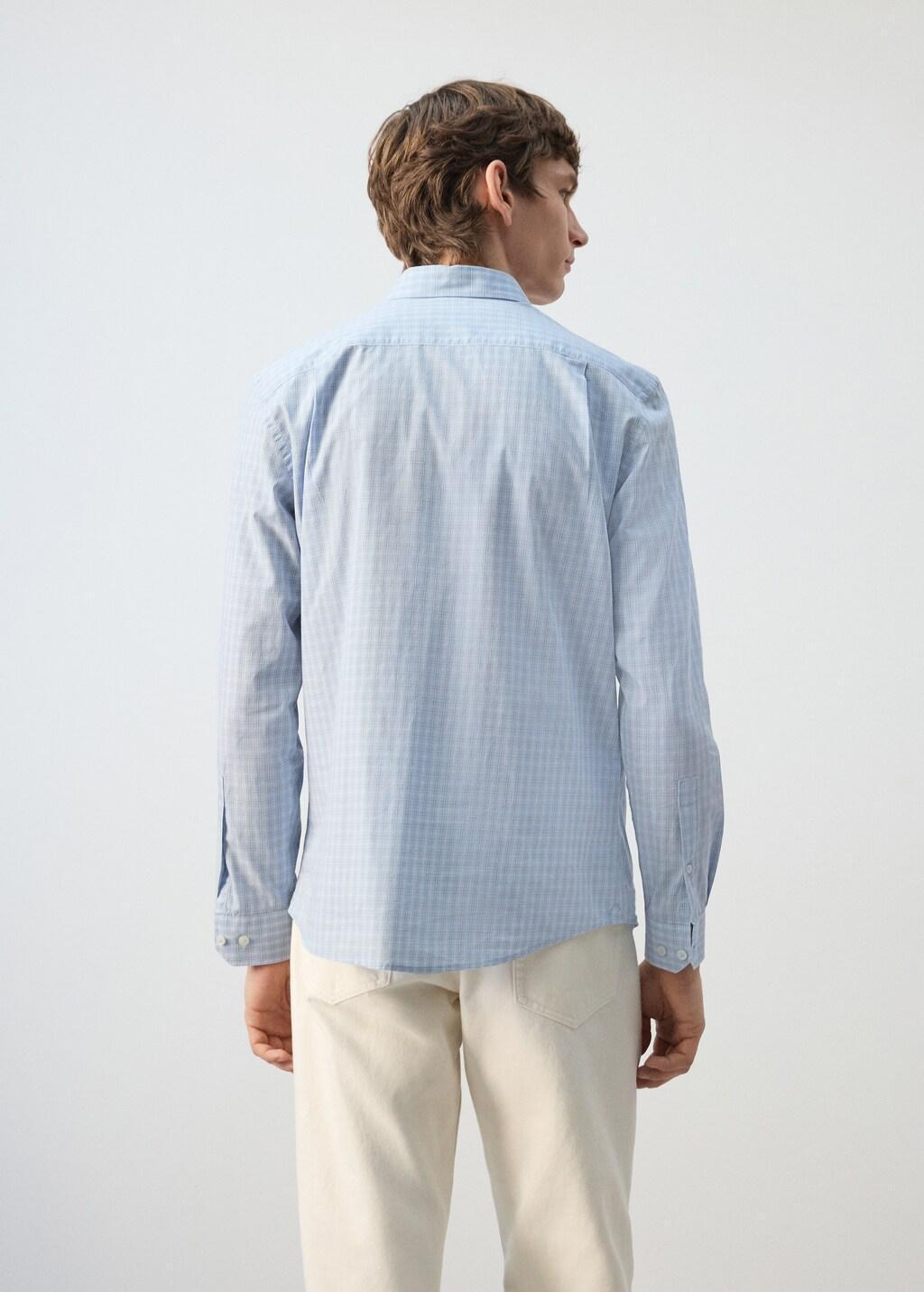 Blue Cotton Checked Shirt, 0201_50, large image number 2