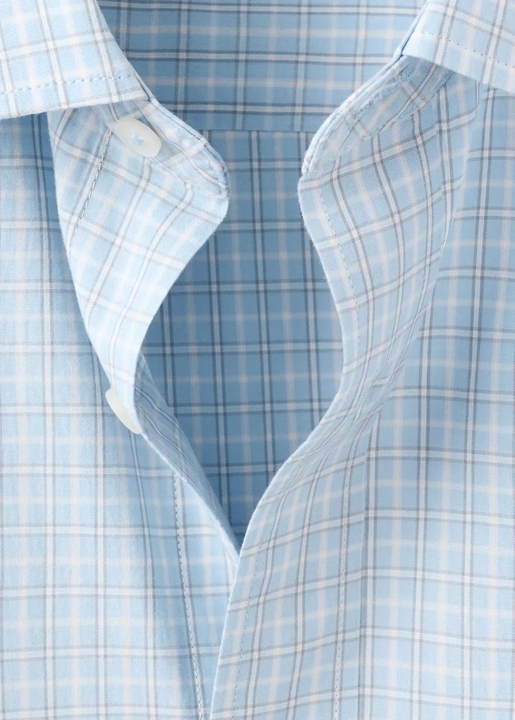 Blue Cotton Checked Shirt, 0201_50, large image number 5