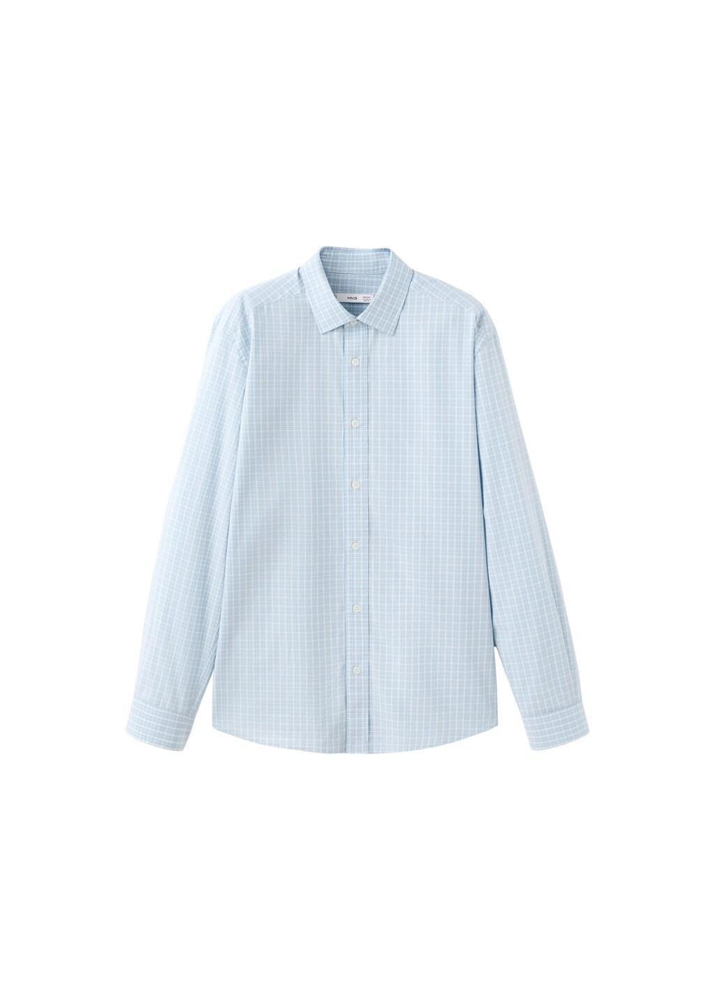 Blue Cotton Checked Shirt, 0201_50, large image number 6