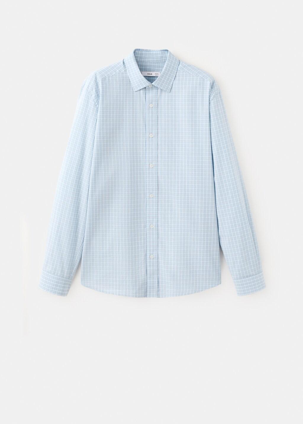 Blue Cotton Checked Shirt, 0201_50, large image number 7