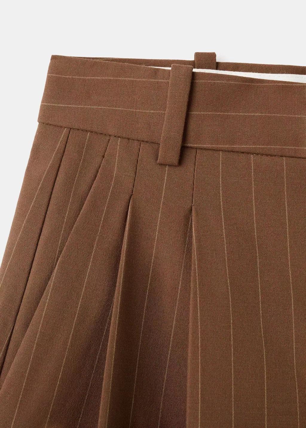Brown Straight Bermuda Shorts With Pinstripes, Dark Brown, large image number 1