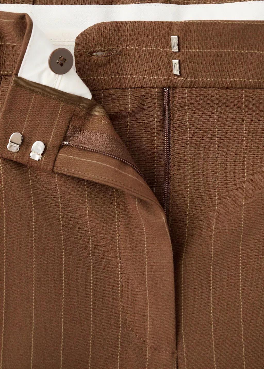 Brown Straight Bermuda Shorts With Pinstripes, Dark Brown, large image number 4