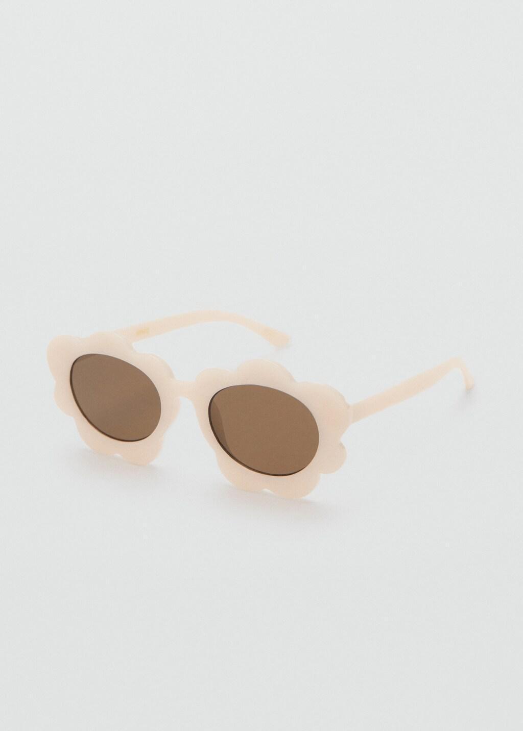 Beige Flower Sunglasses, Kids Girls, Light Beige, large image number 0