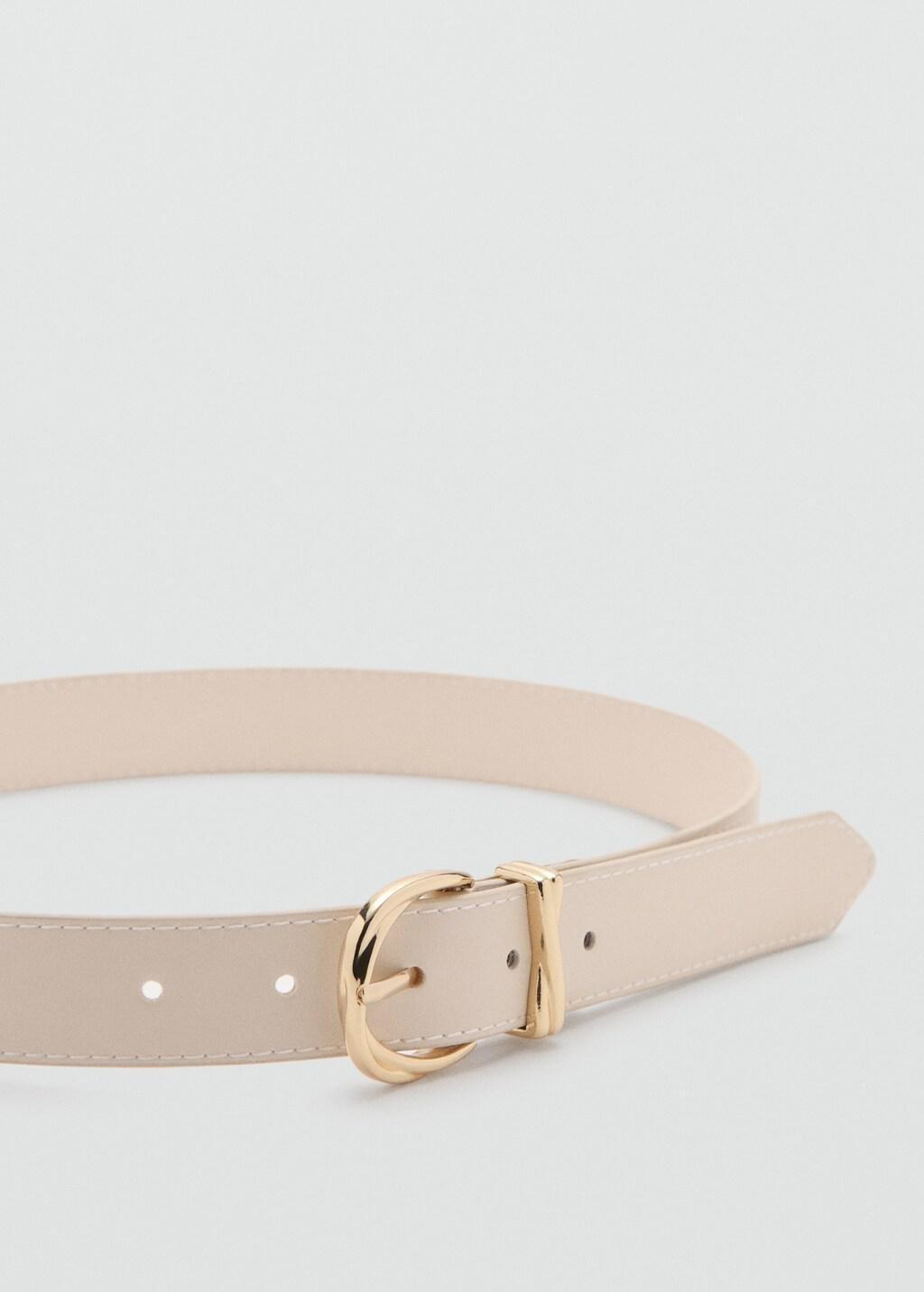 Beige Oval Buckle Belt, Light Beige, medium