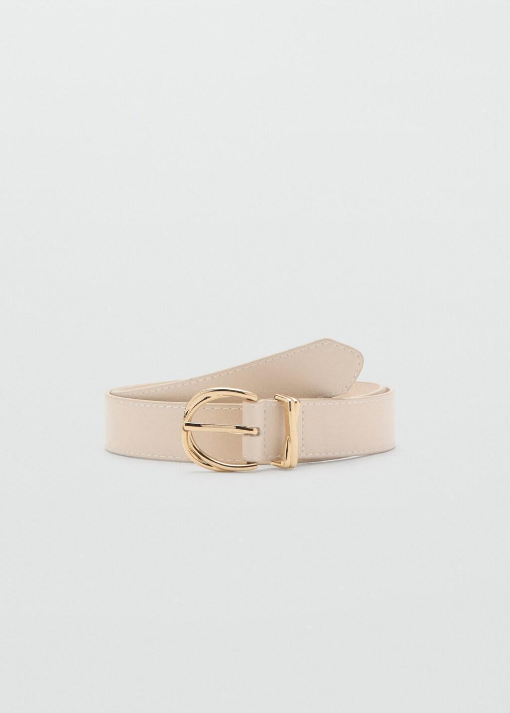 Beige Oval Buckle Belt, Light Beige, large image number 3