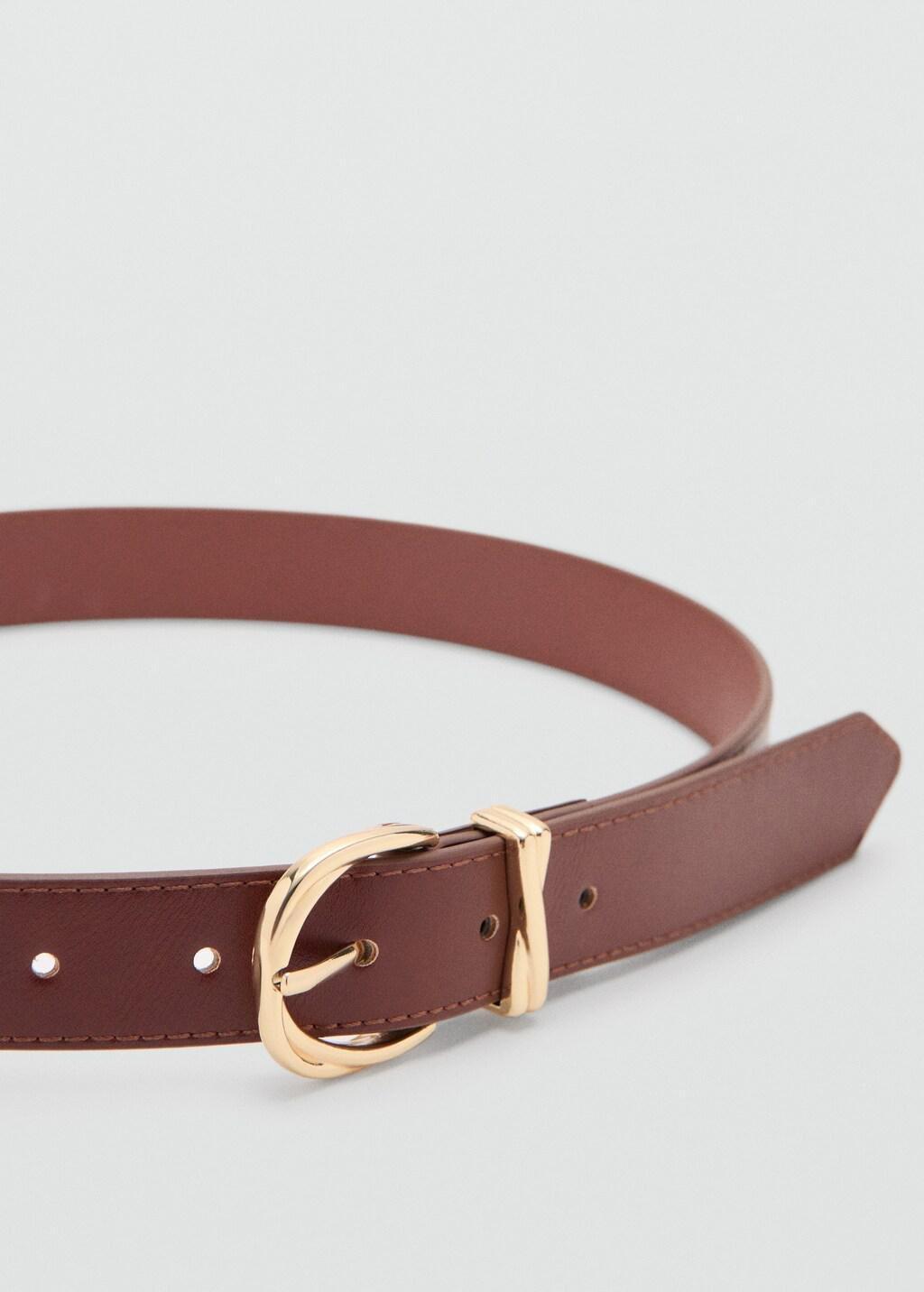 Brown Oval Buckle Belt, Brown, medium