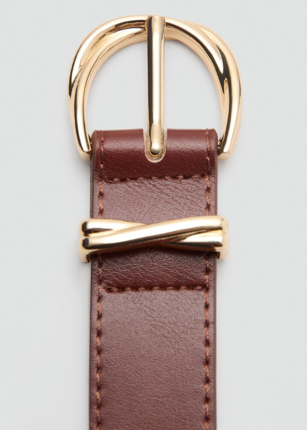 Brown Oval Buckle Belt, Brown, large image number 1