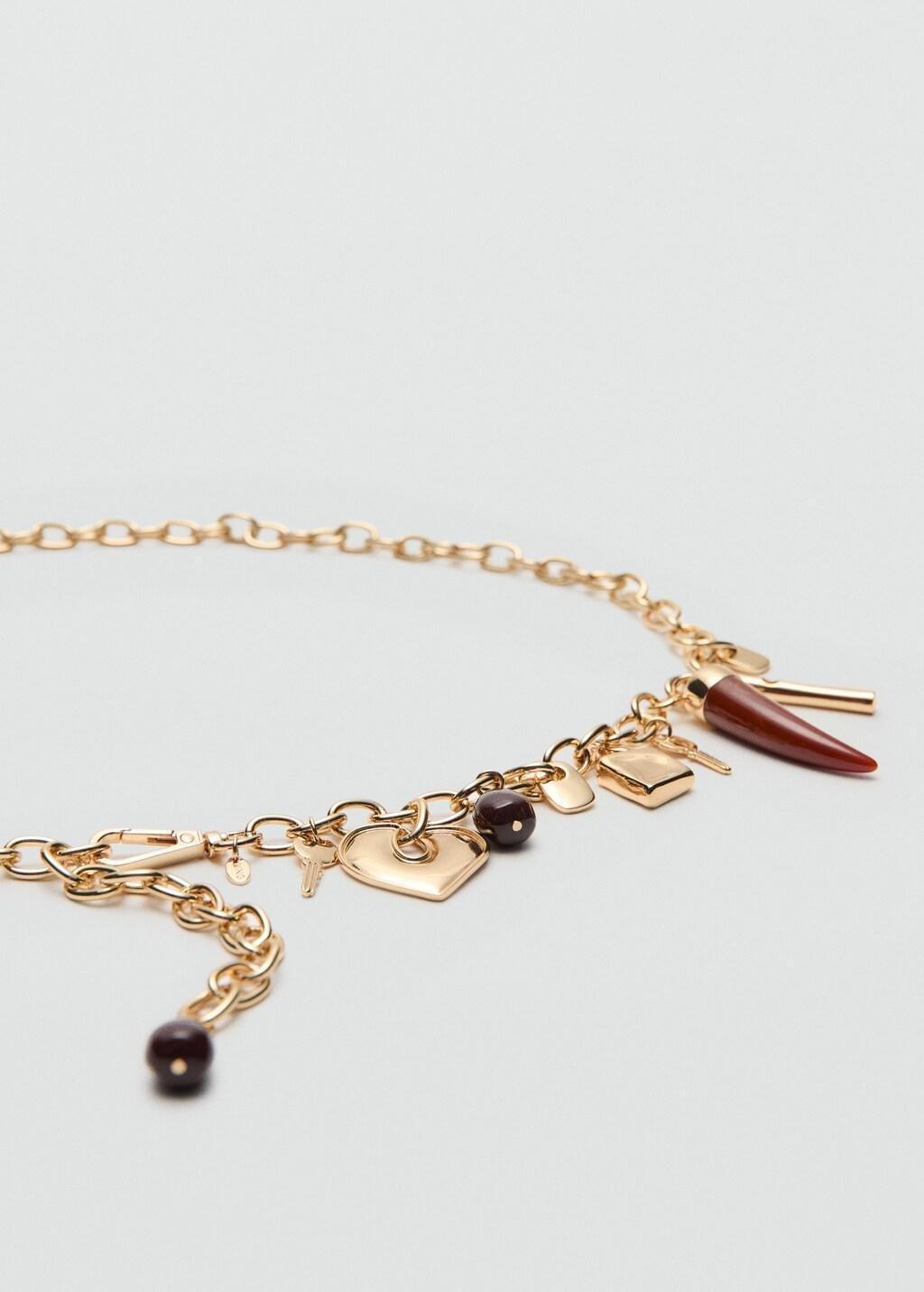 GOLD Metal belt with hanging pieces, Gold, large image number 0