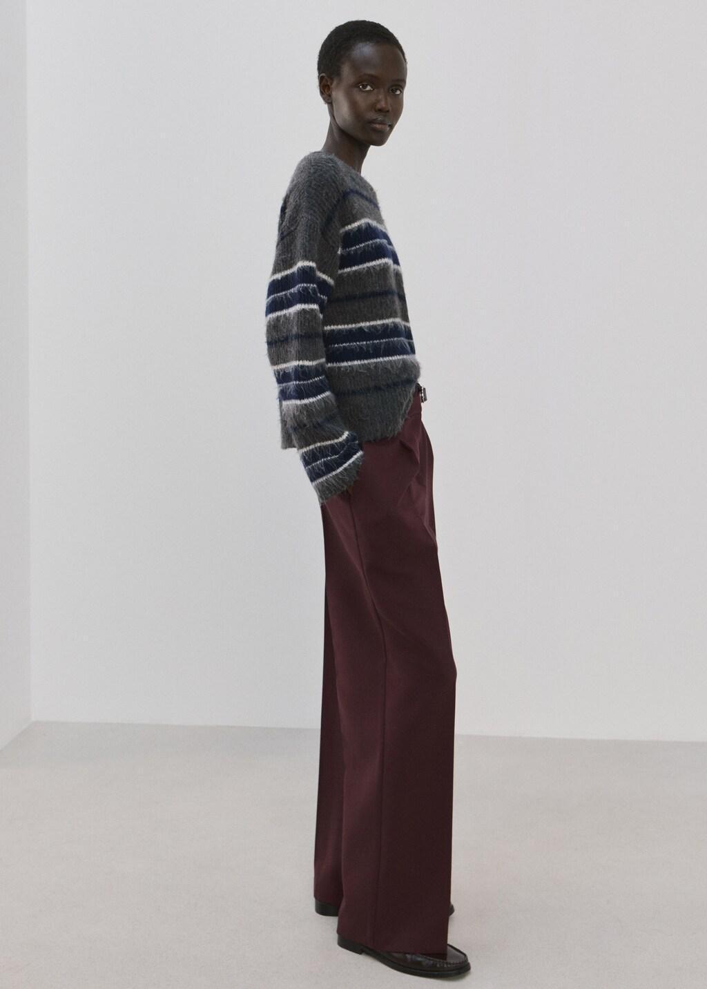 Red Belt Straight-Fit Trousers, Dark Red, large image number 0