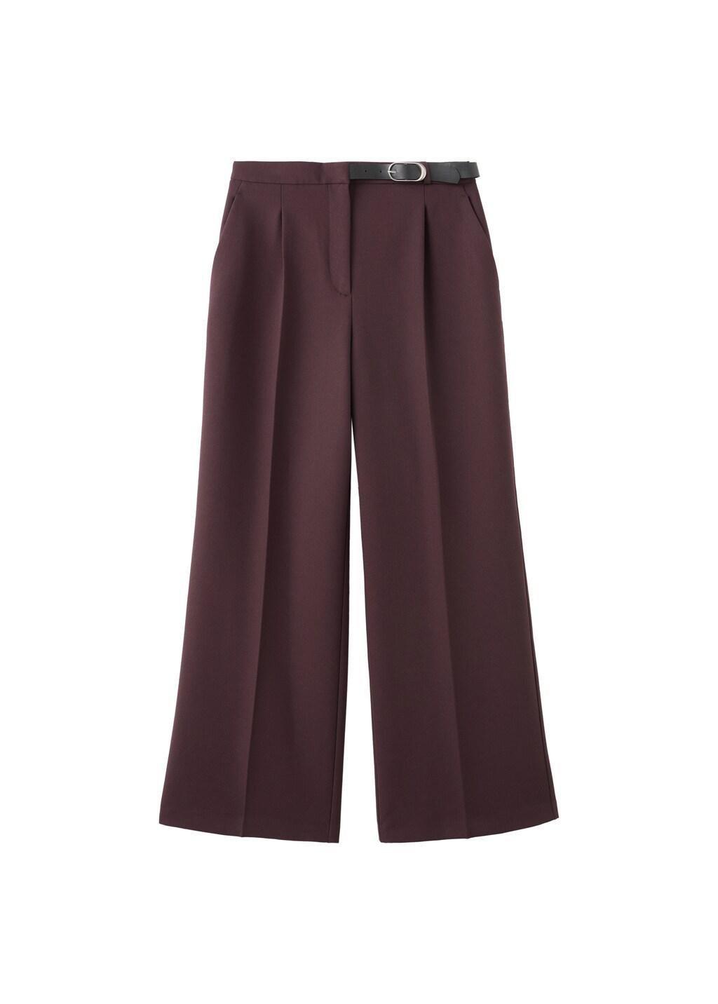 Red Belt Straight-Fit Trousers, Dark Red, large image number 6