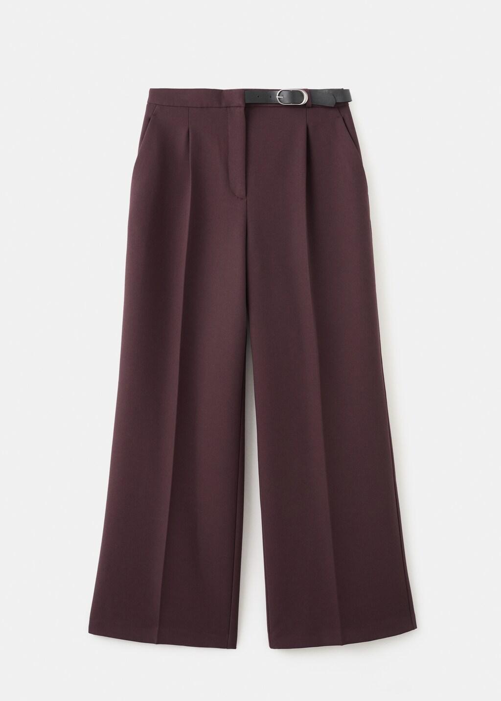 Red Belt Straight-Fit Trousers, Dark Red, large image number 7