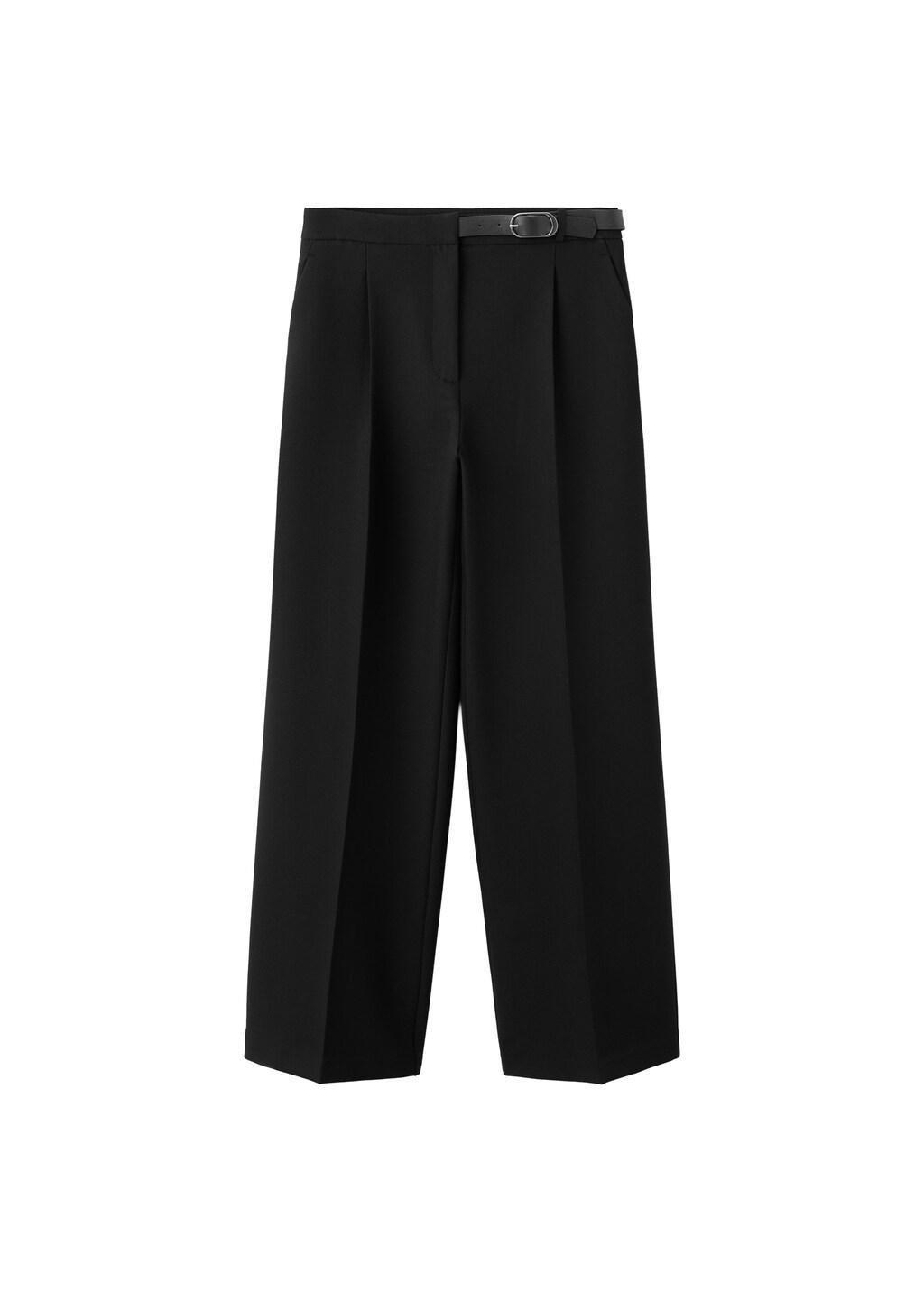 Black Belt Straight-Fit Trousers, Black, large image number 5