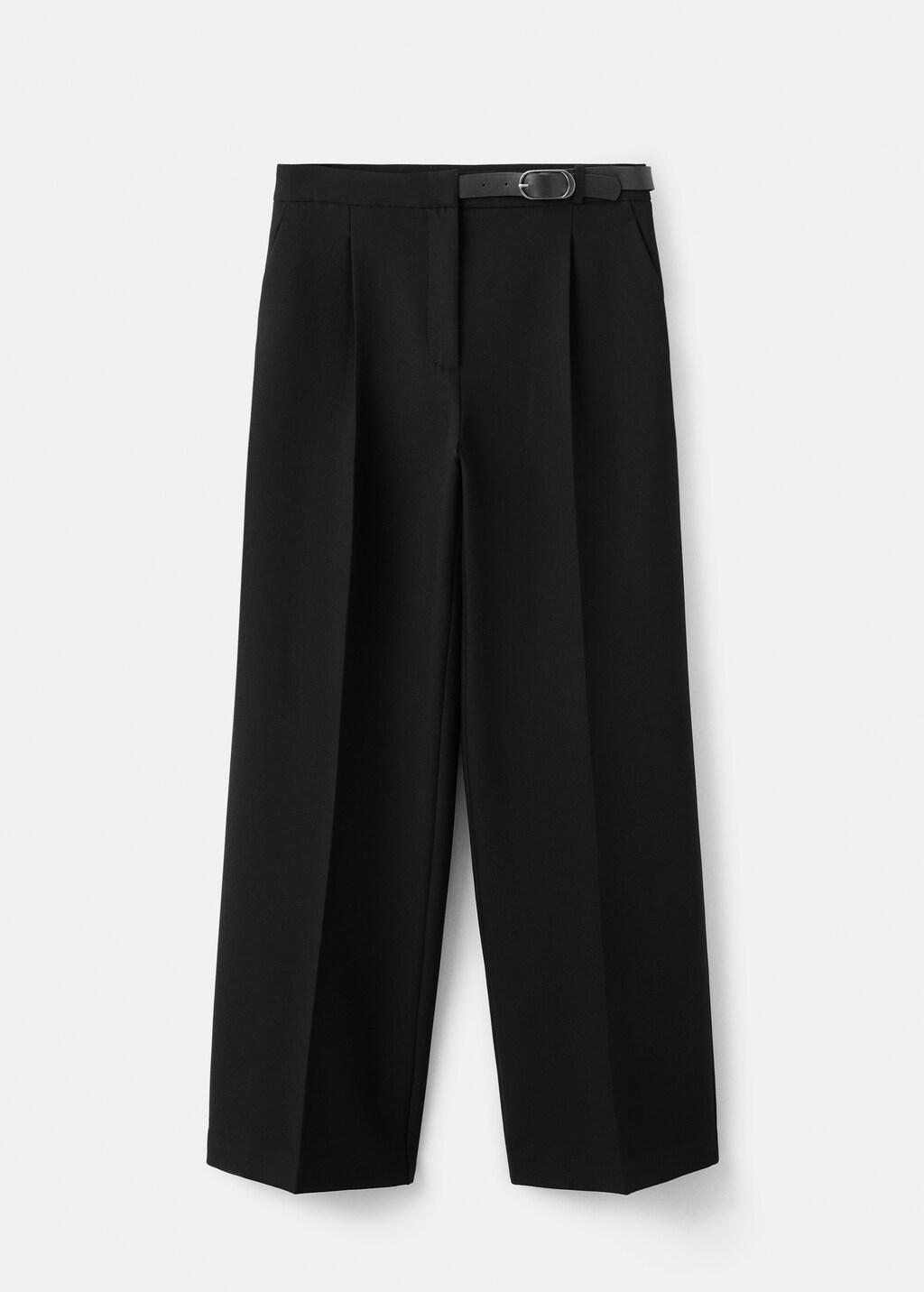 Black Belt Straight-Fit Trousers, Black, large image number 6