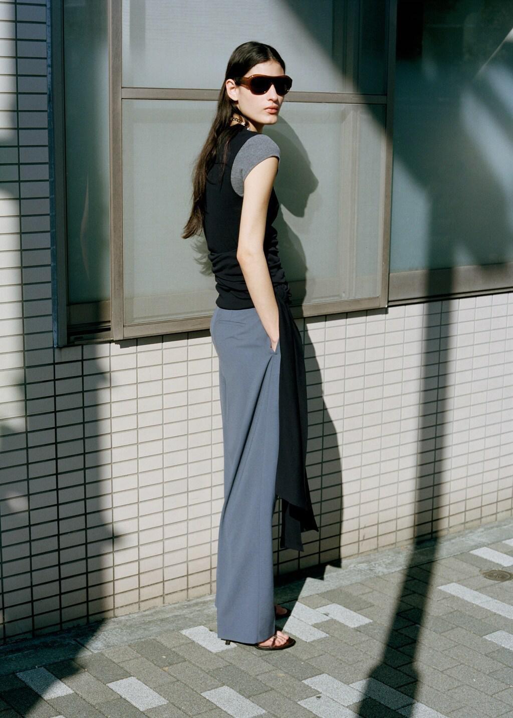 Black Cotton Top With Knot Detail, 0201_99, large image number 4