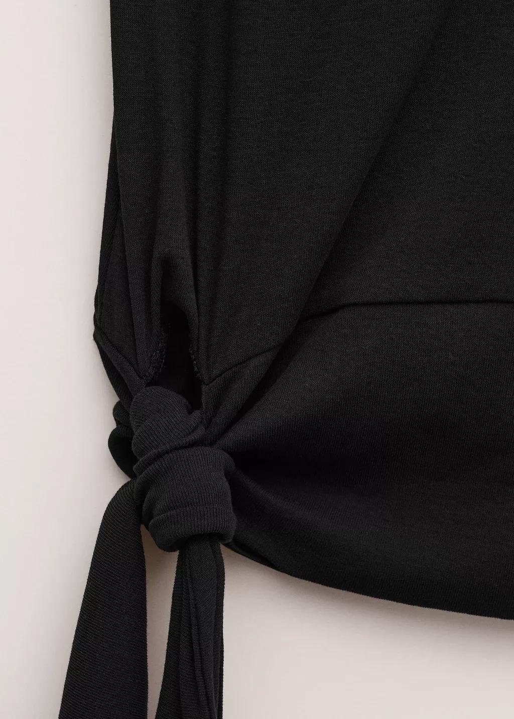 Black Cotton Top With Knot Detail, 0201_99, large image number 5