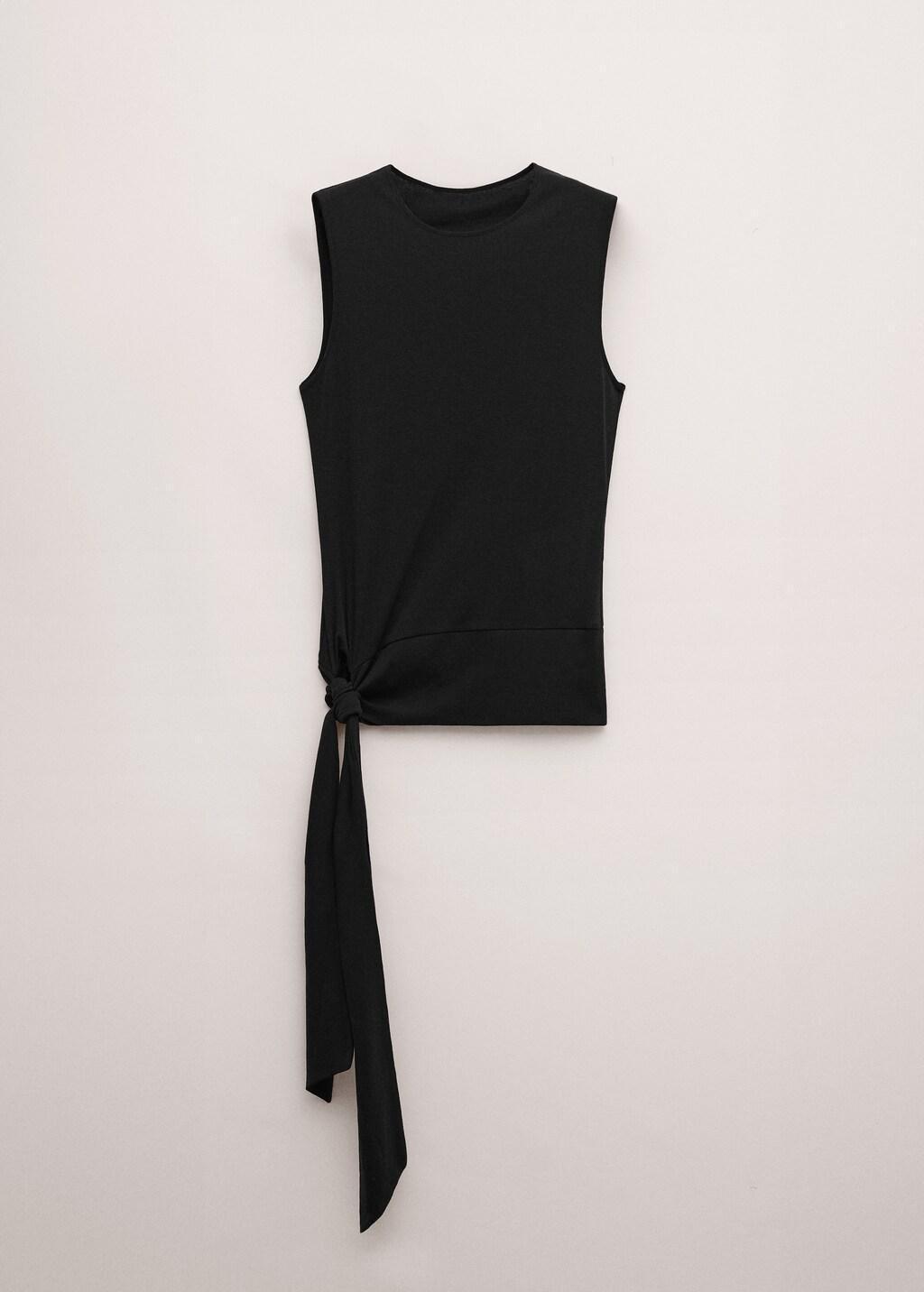 Black Cotton Top With Knot Detail, 0201_99, large image number 8