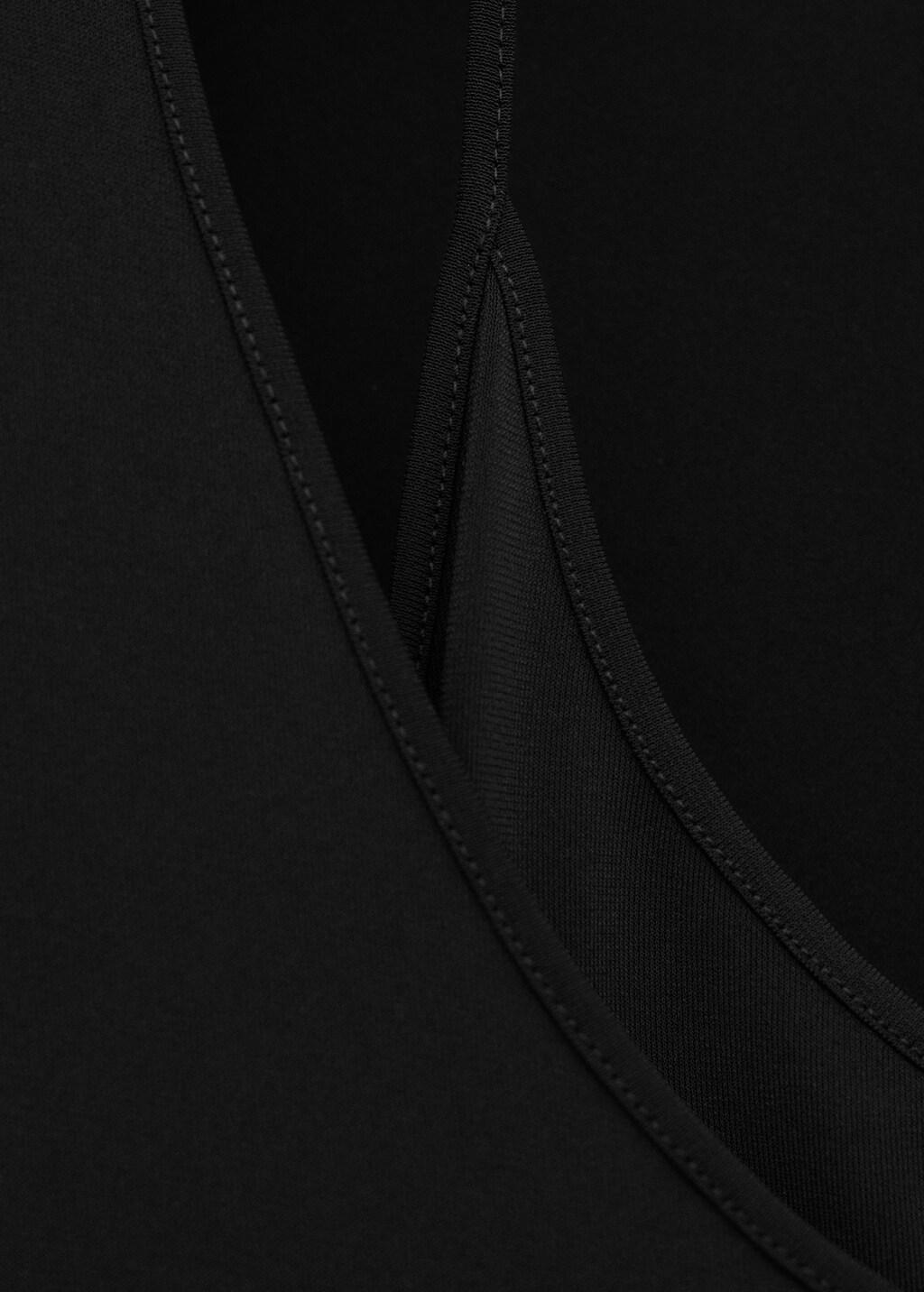 Black Dress With Combined Fine-Knit Collar, Black, large image number 1