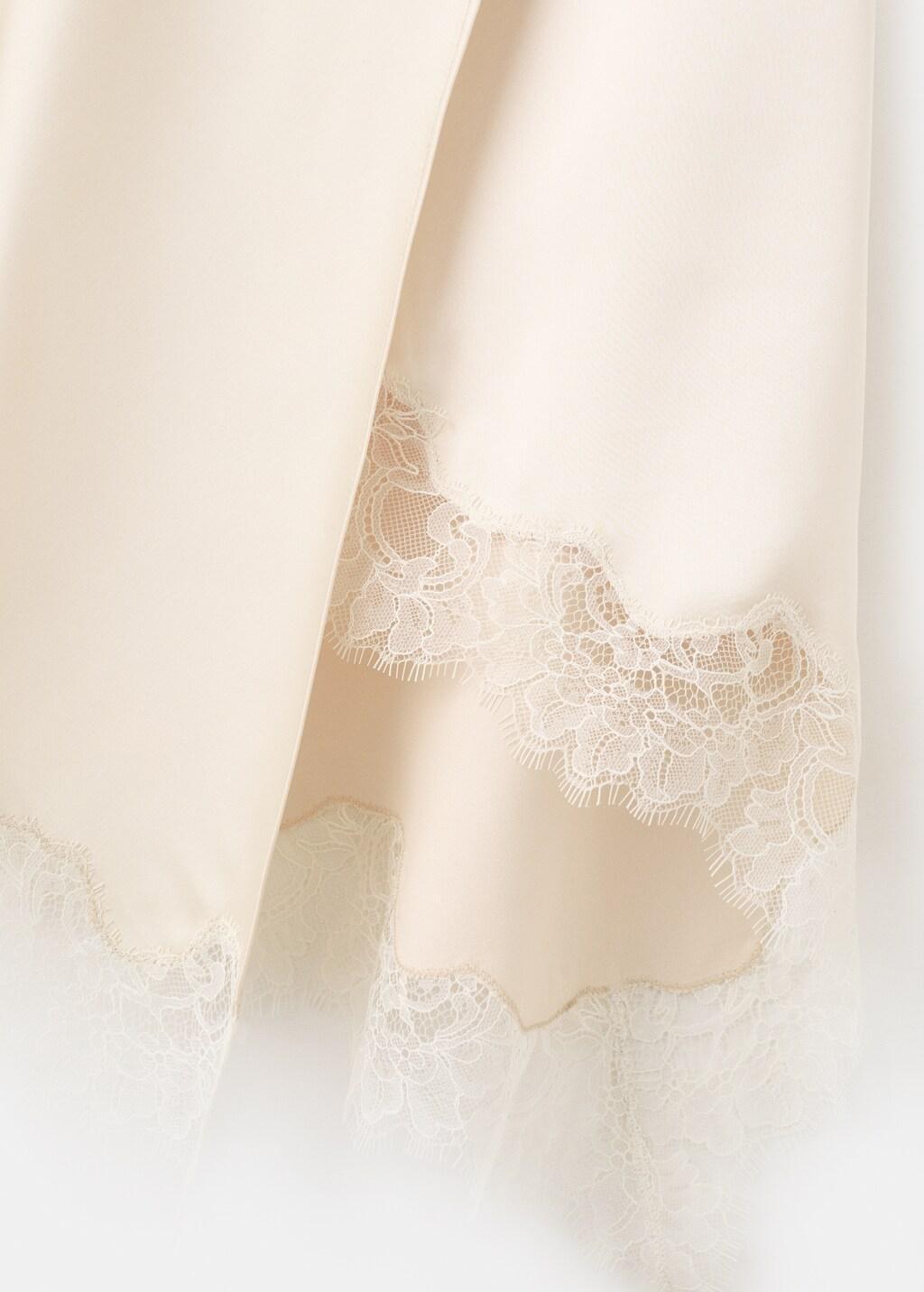 Beige Cross-Over Lingerie Skirt With Slit, Light Beige, medium