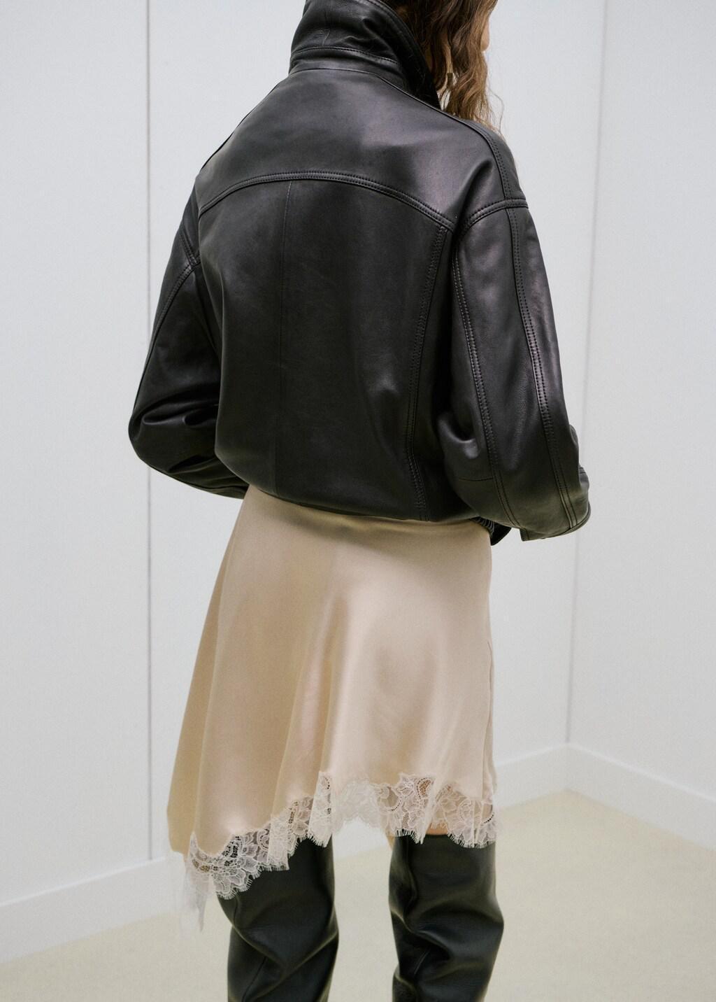 Beige Cross-Over Lingerie Skirt With Slit, Light Beige, large image number 2