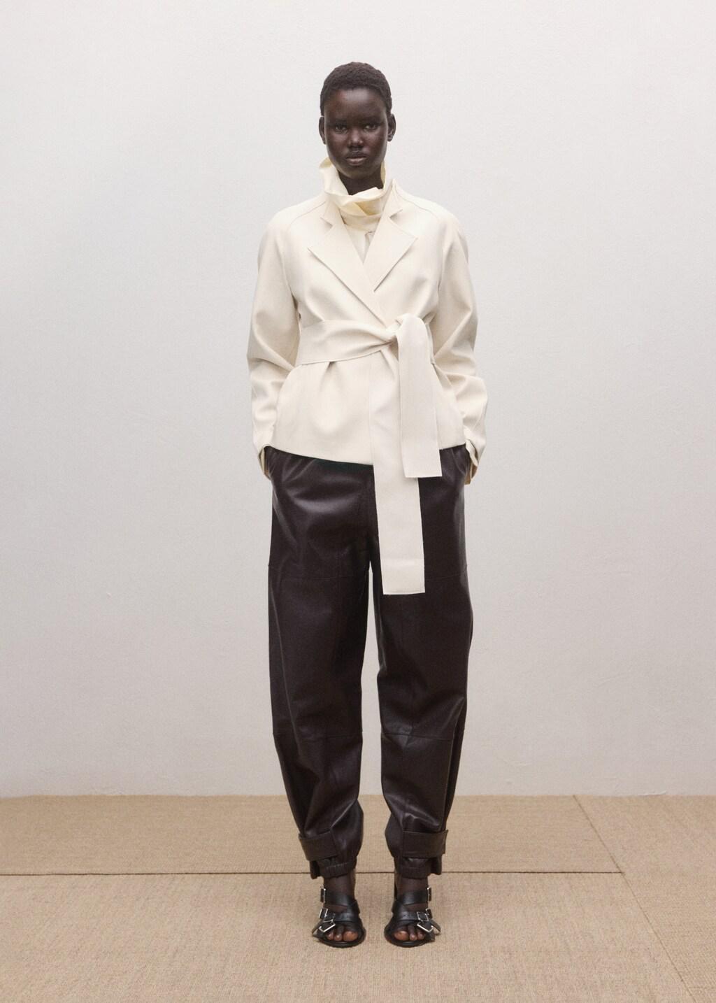 LIGHT BEIGE Jacket with lapels and tie belt, Light Beige, large image number 0