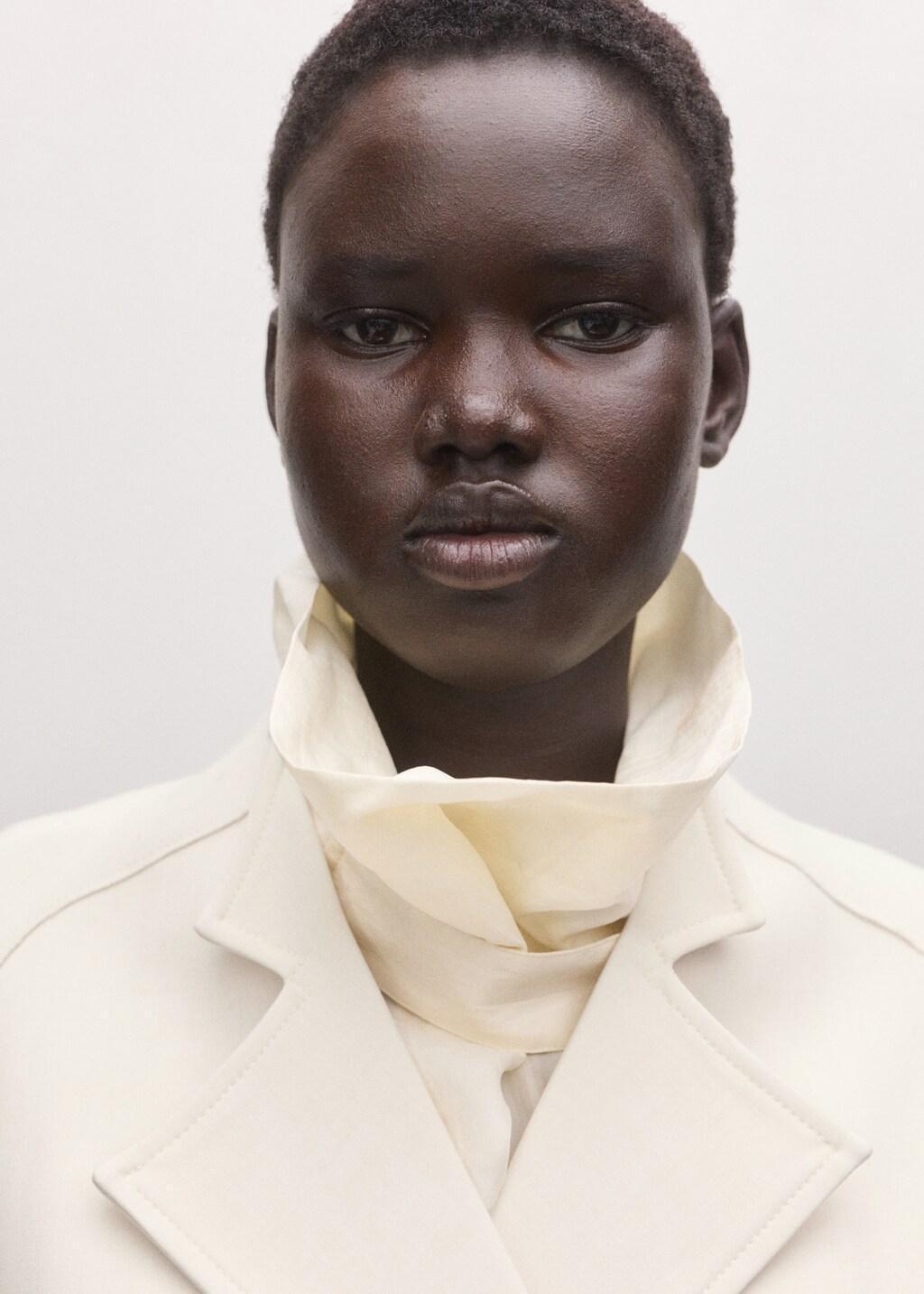 LIGHT BEIGE Jacket with lapels and tie belt, Light Beige, large image number 4