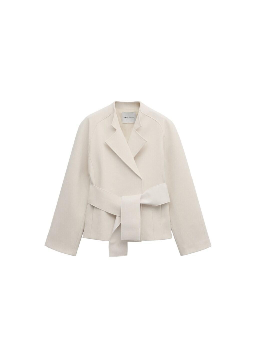 Beige Jacket With Lapels And Tie Belt, 0201_05, large image number 7