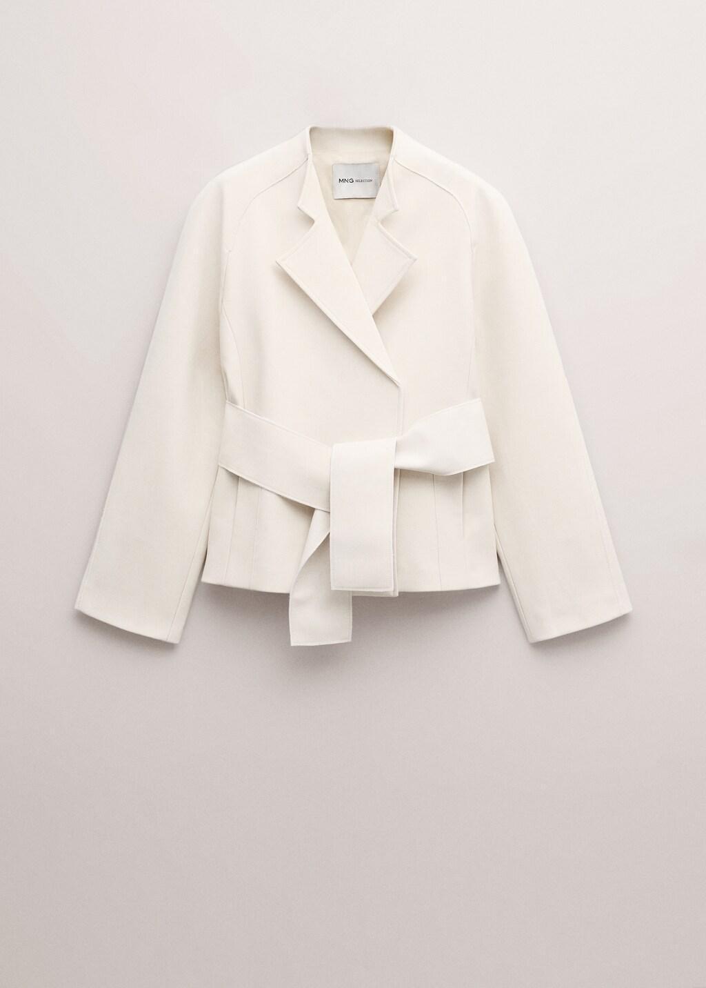 Beige Jacket With Lapels And Tie Belt, 0201_05, large image number 8