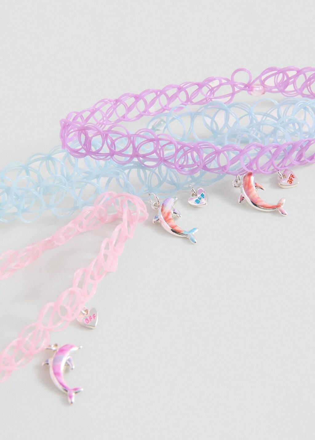 Pink Pack Of 3 Dolphin Necklaces, Kids Girl, Pink, large image number 0