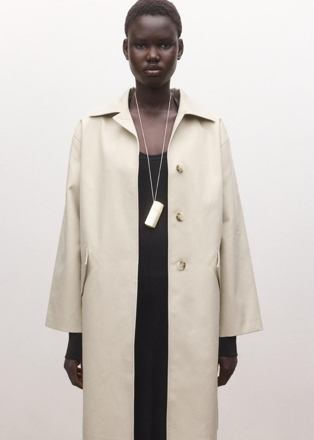 Grey Lt Pastel 100% Cotton Trench With Pockets, Light Pastel Grey, large image number 3