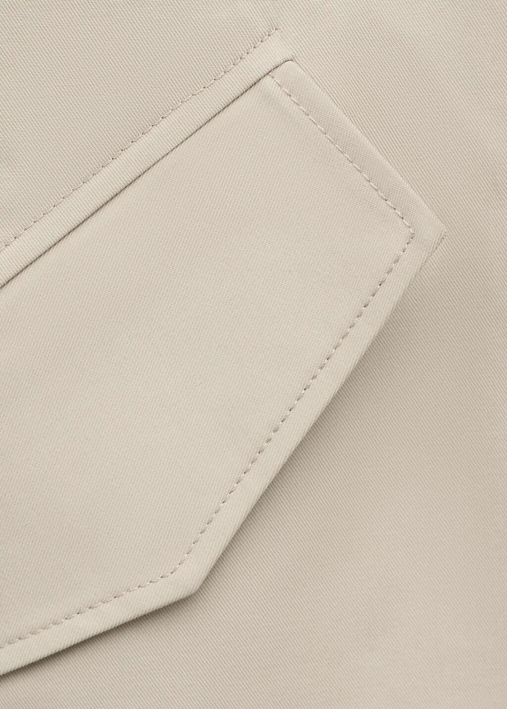 Grey Lt Pastel 100% Cotton Trench With Pockets, Light Pastel Grey, large image number 5