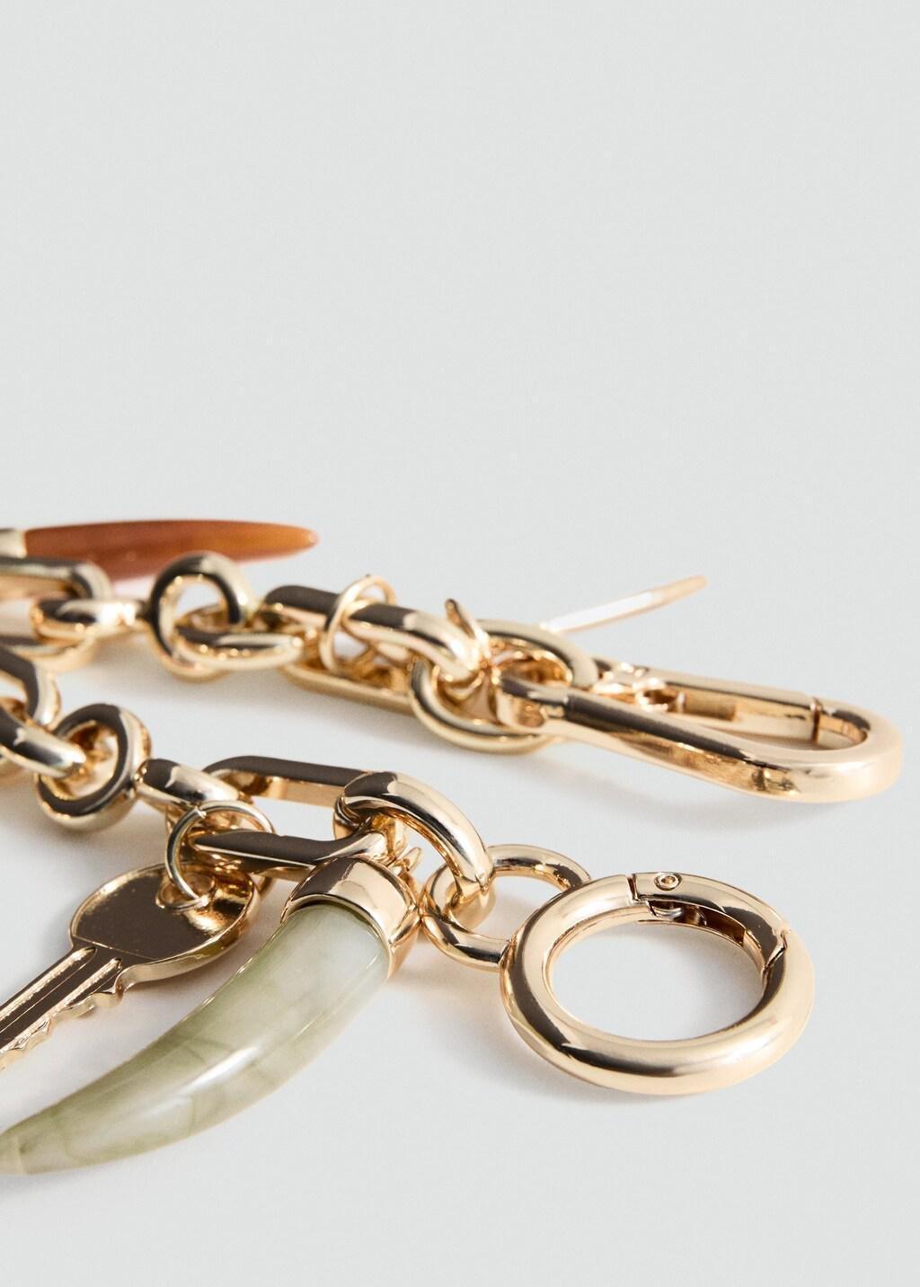 Gold Charms Key Ring, Gold, large image number 1
