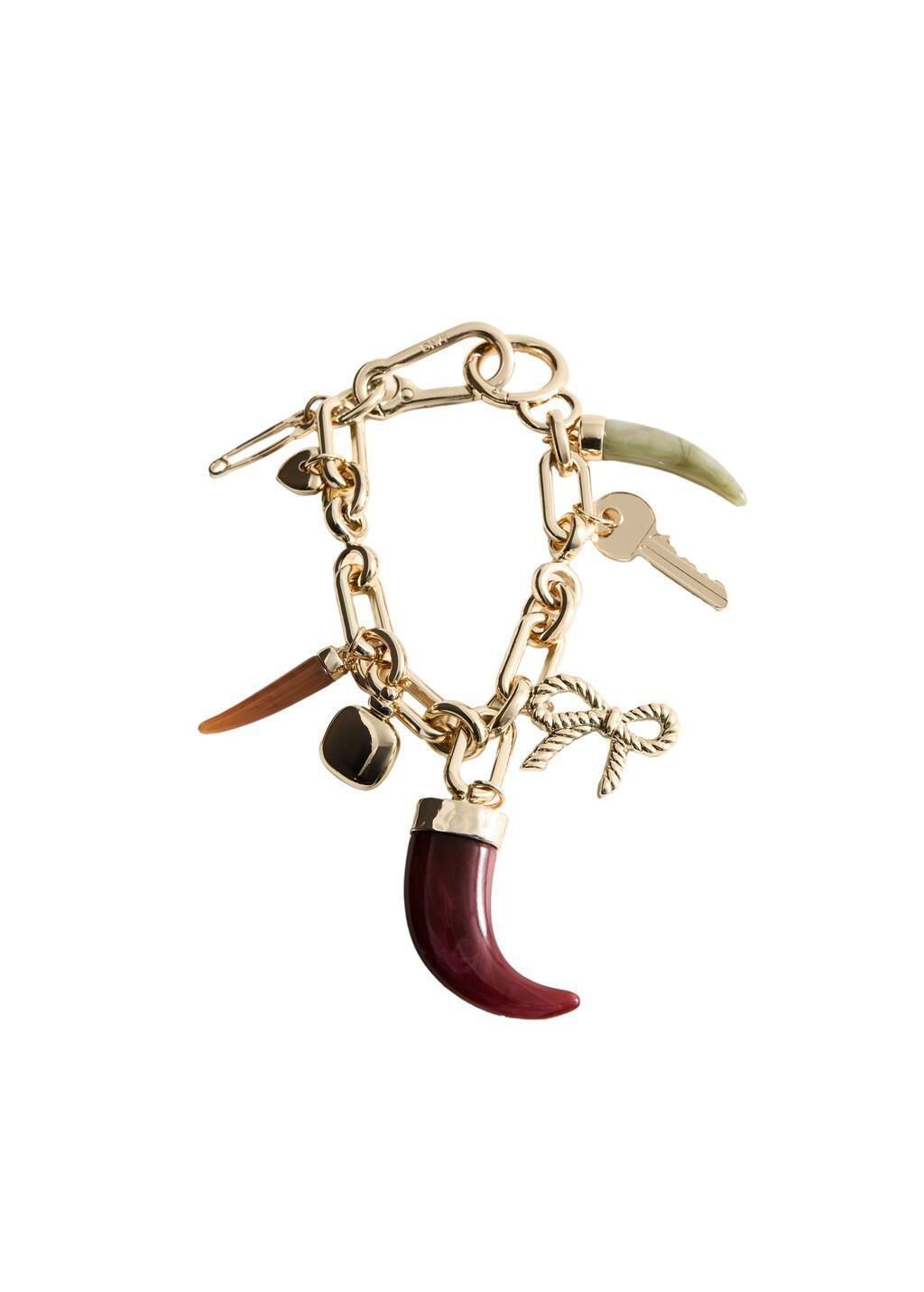 Gold Charms Key Ring, Gold, large image number 2