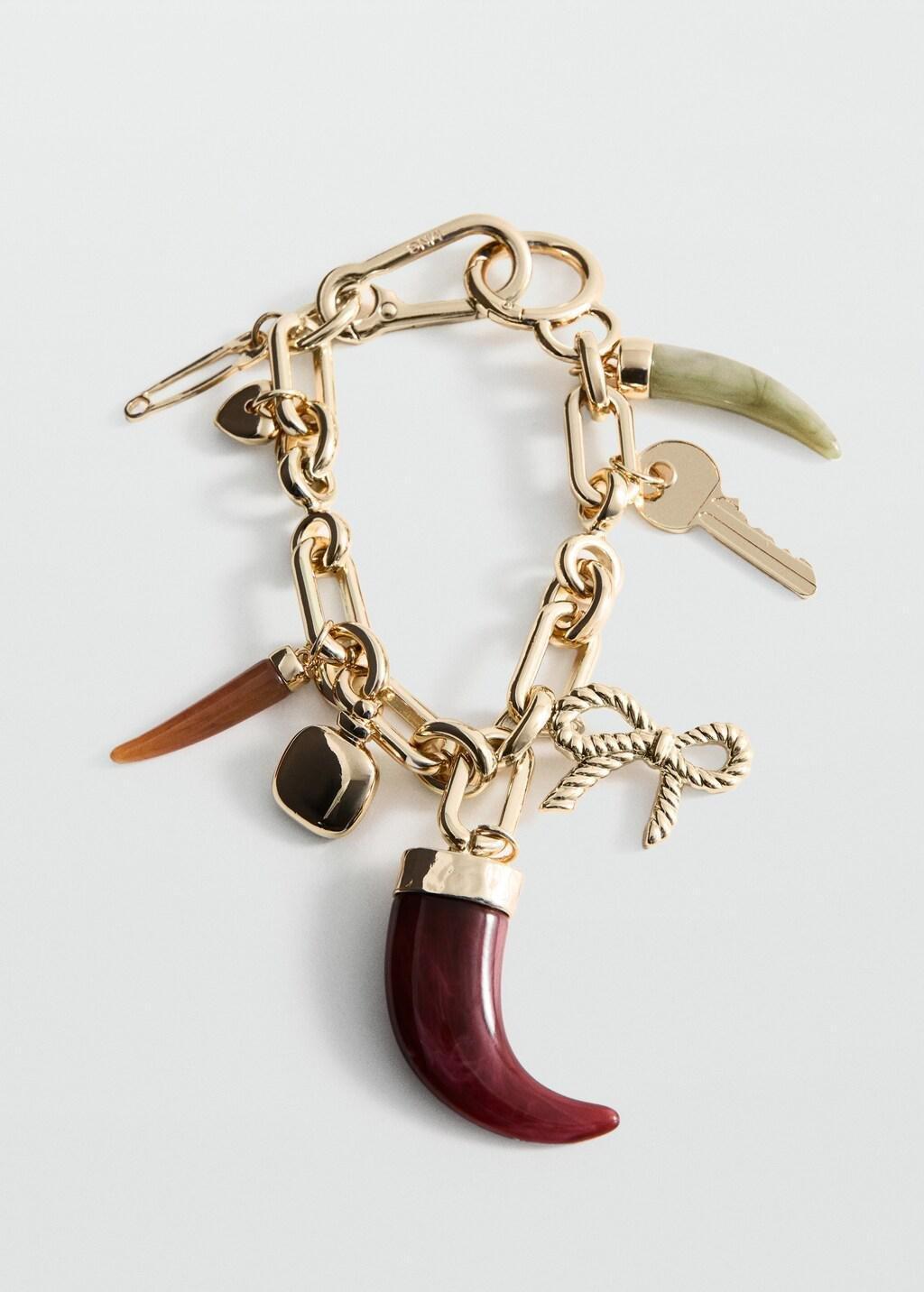 Gold Charms Key Ring, Gold, large image number 3
