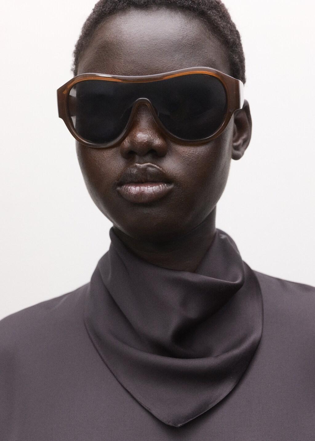 Brown Satin Blouse With A Turtleneck, Brown, large image number 4