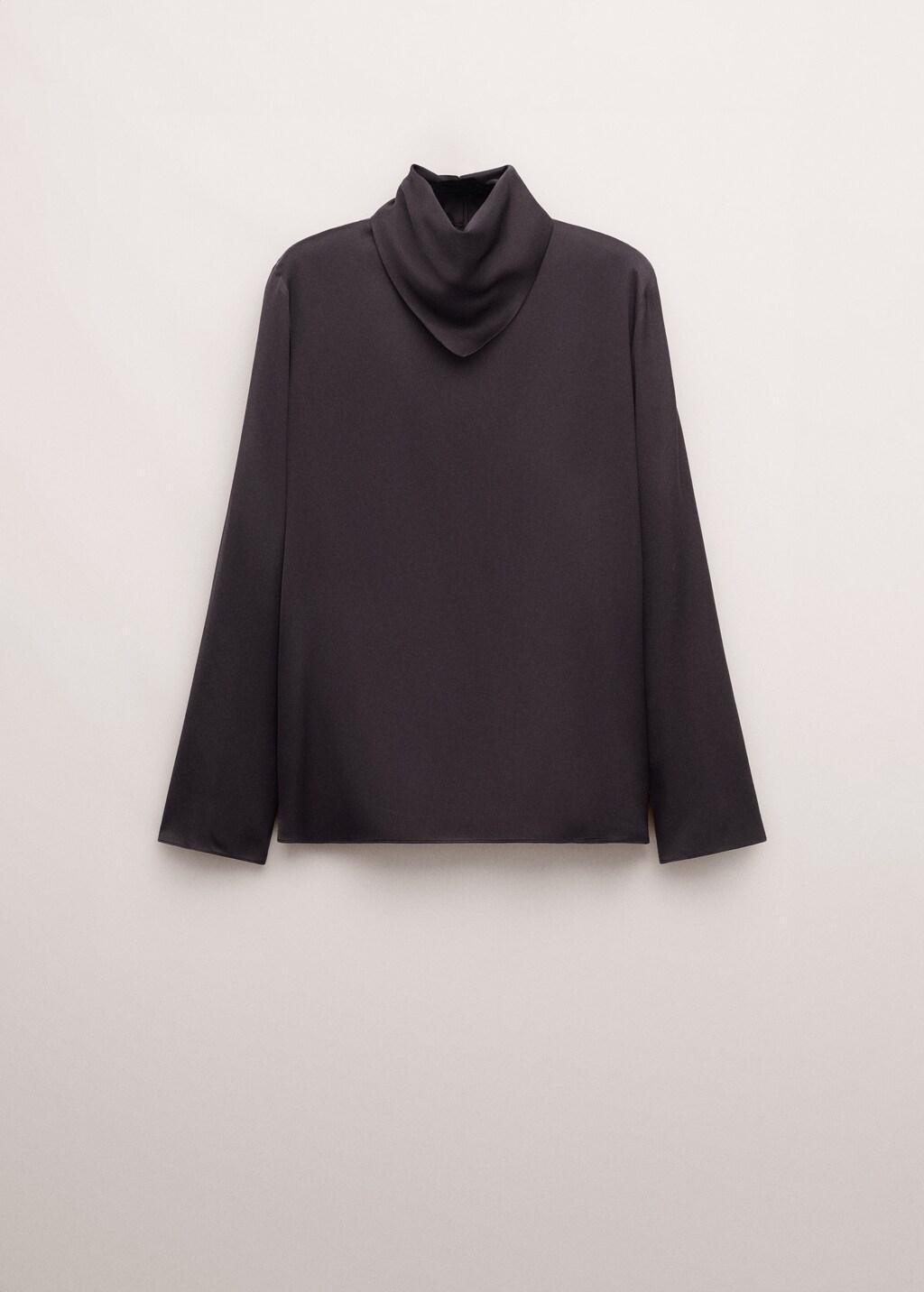Brown Satin Blouse With A Turtleneck, Brown, large image number 7