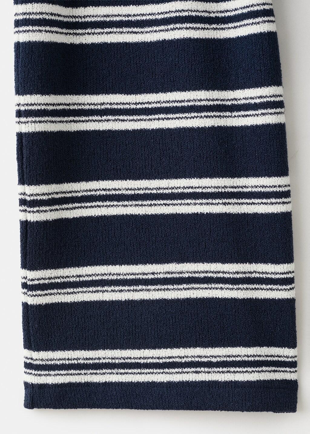 Navy Striped Knit Trousers, Kids Girl, Navy, large image number 2