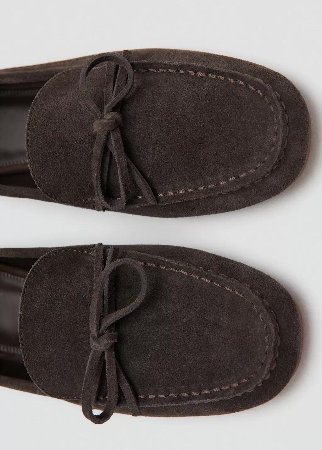 Brown Suede Moccasin With Bow, 0201_32, medium