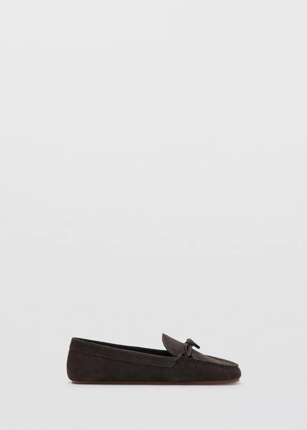 Brown Suede Moccasin With Bow, 0201_32, large image number 3