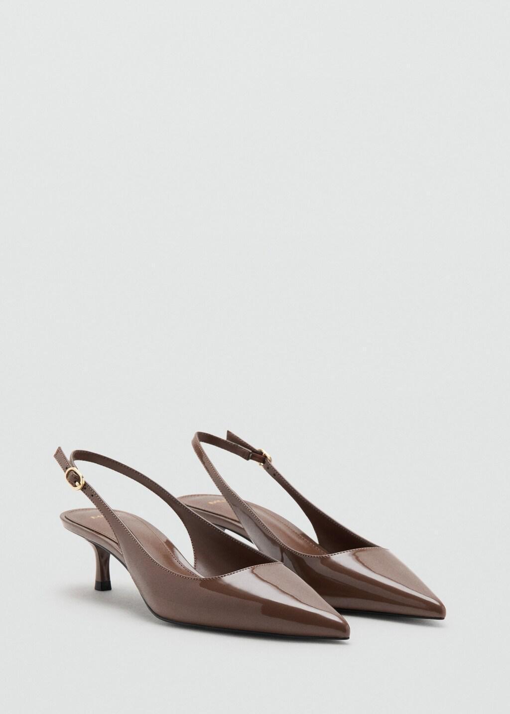 Brown Kitten-Heel Pointed Shoes, Dark Brown, medium