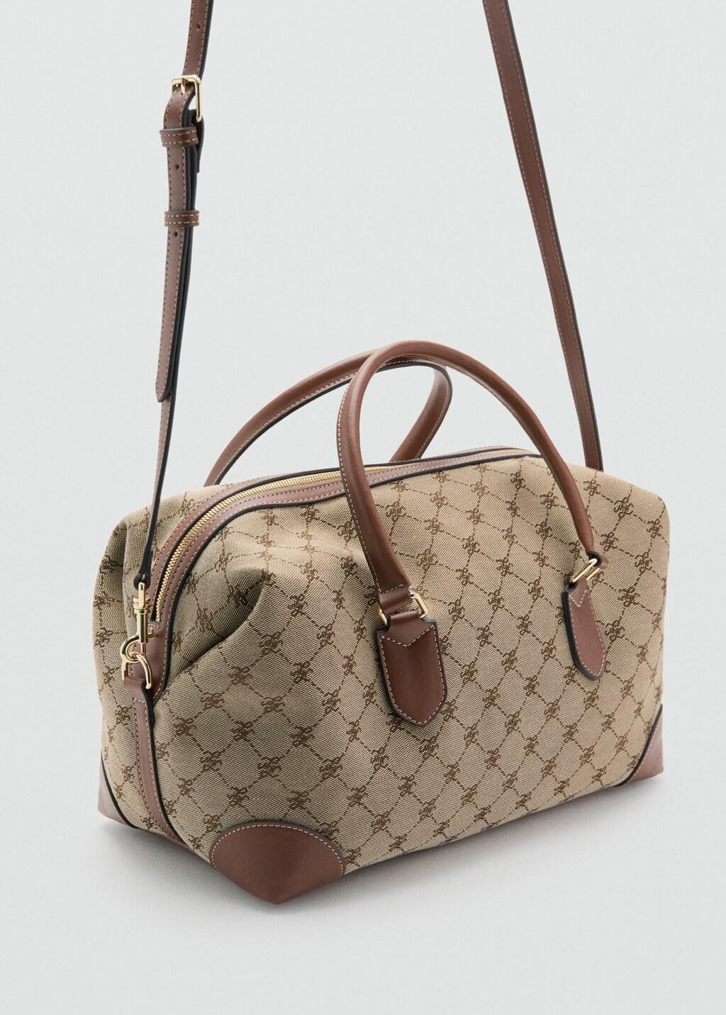 Brown Logo Print Bowling Bag, Medium Brown, medium