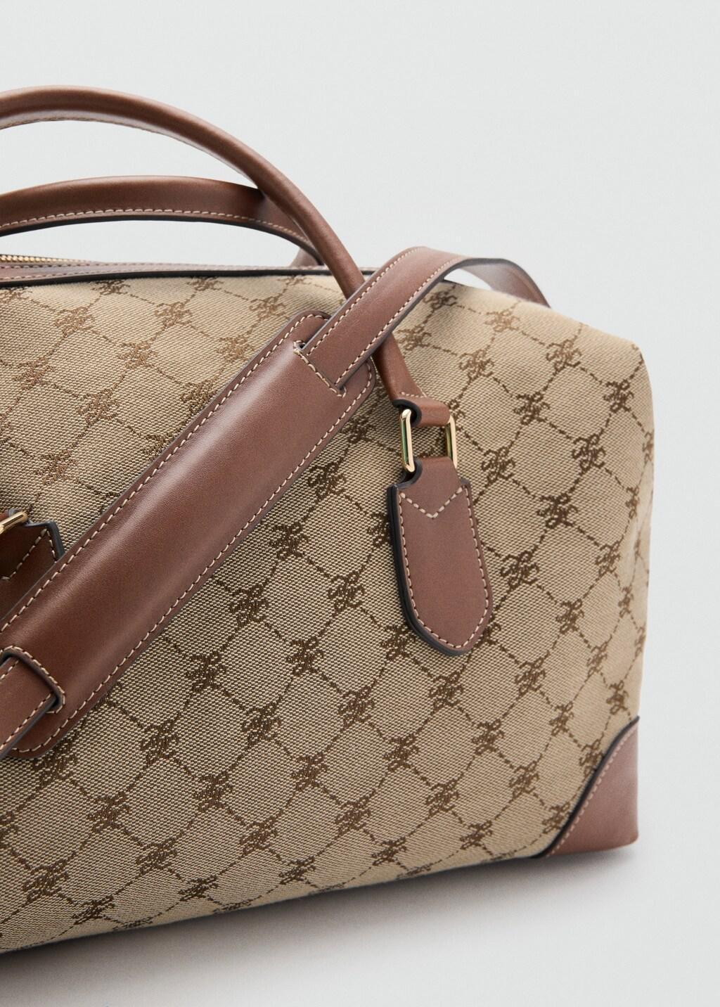 Brown Logo Print Bowling Bag, Medium Brown, medium
